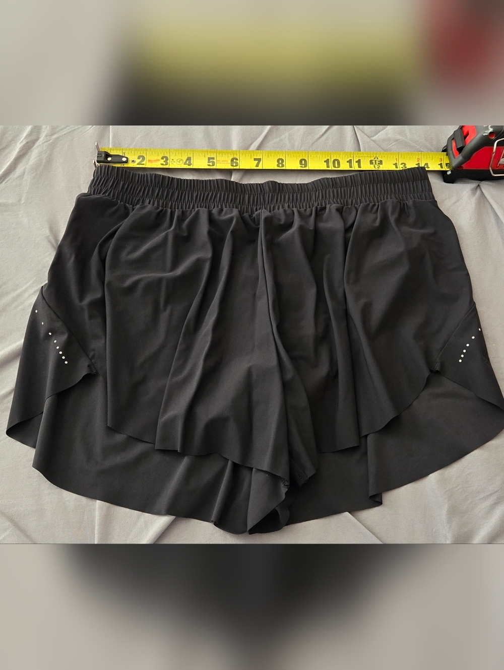 Black Women's Ruffle Layered Elastic Waist Running Shorts
